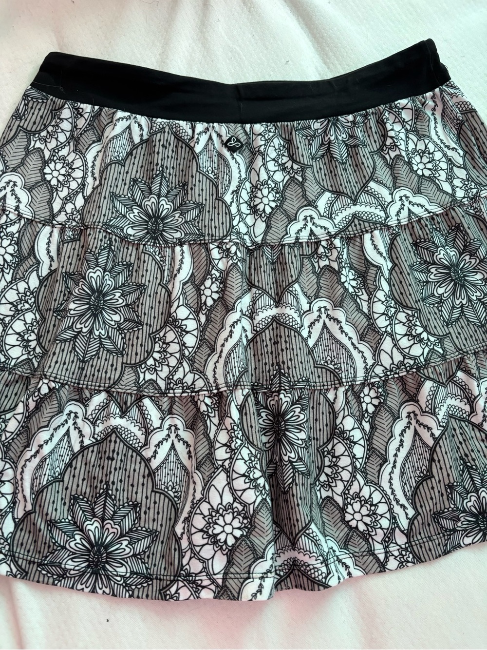 Prana athletica Black and White Floral Tiered Skirt